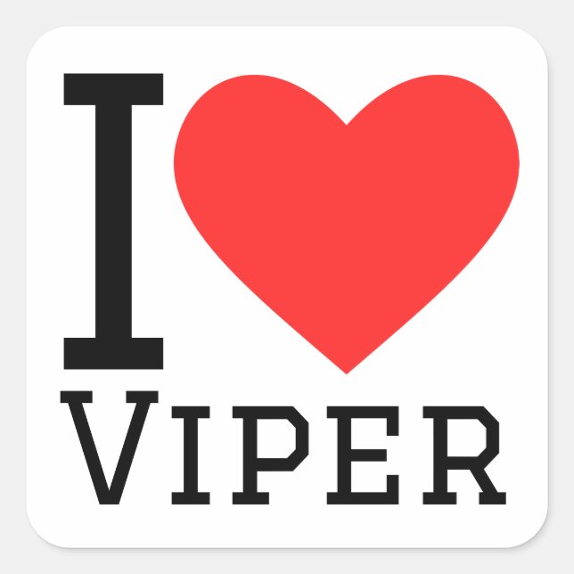I Liebe Viper Quadratischer Aufkleber (Vorderseite)