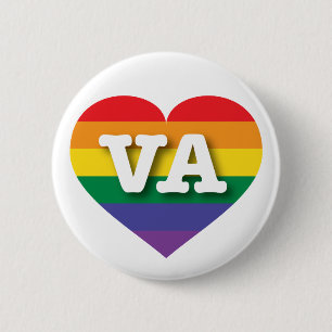 I Liebe Virginia Gay Pride Rainbow Heart Button