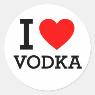 I Liebe Vodka Runder Aufkleber