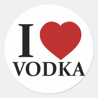 I Liebe Vodka Runder Aufkleber