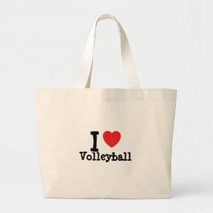 I Liebe Volleyball-Herz Brauch personalisiert Jumbo Stoffbeutel