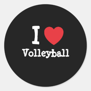 I Liebe Volleyball Herz Brauch personalisiert Runder Aufkleber