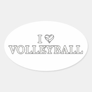 I Liebe Volleyball Ovaler Aufkleber