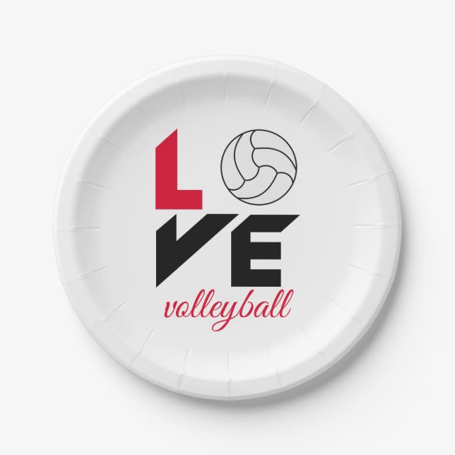 I Liebe Volleyball Pappteller (Vorderseite)