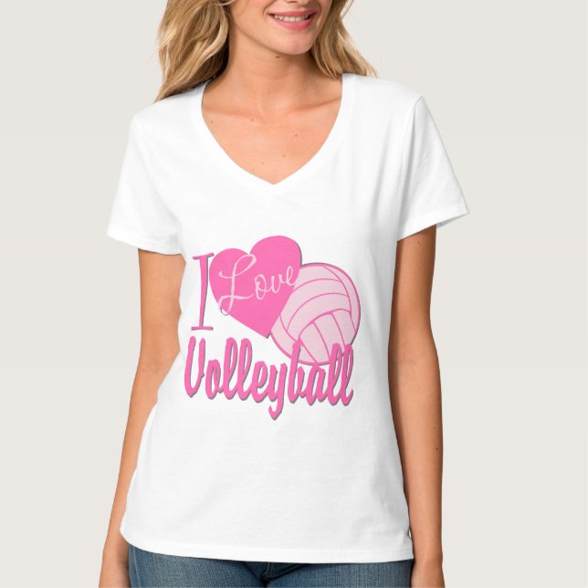 I Liebe Volleyball Pink T-Shirt (Vorderseite)