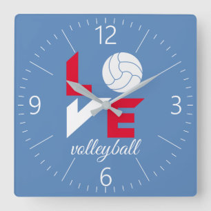 I Liebe Volleyball Quadratische Wanduhr
