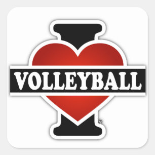 I Liebe Volleyball Quadratischer Aufkleber