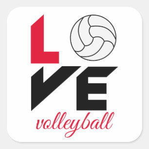I Liebe Volleyball Quadratischer Aufkleber