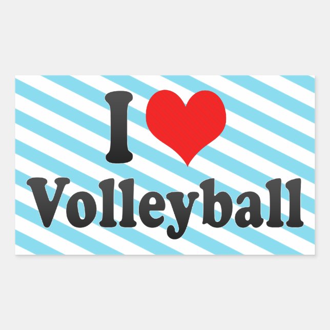 I Liebe Volleyball Rechteckiger Aufkleber (Vorderseite)