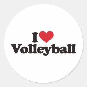 I Liebe Volleyball Runder Aufkleber