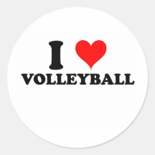 I Liebe Volleyball Runder Aufkleber