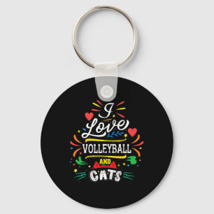 I Liebe Volleyball und Katzen - Volleyballgeschenk Schlüsselanhänger