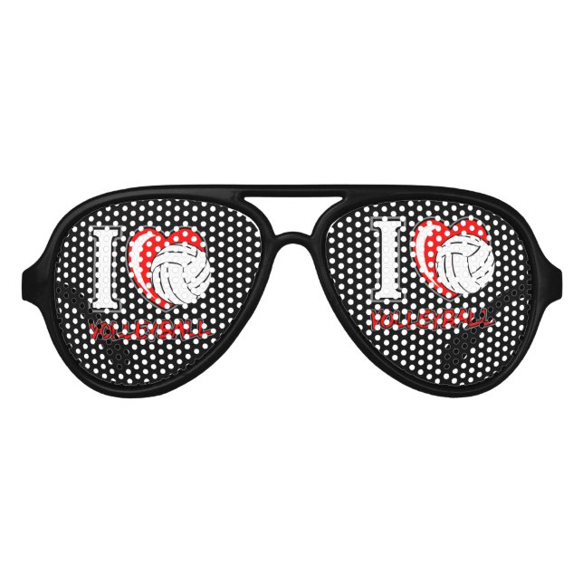 I Liebe Volleyball - Volleyball-Slogans und Zitate Partybrille (Vorderseite)