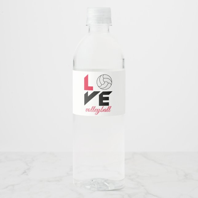 I Liebe Volleyball Wasserflaschenetikett (Vorderseite)