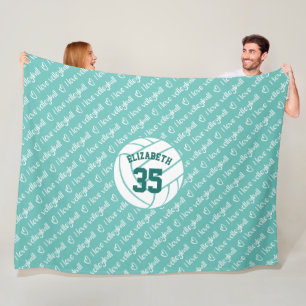 I Liebe Volleyballtypografie-Muster in beliebiger Fleecedecke