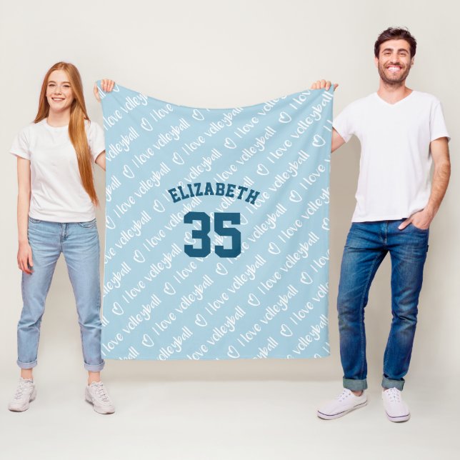 I Liebe Volleyballtypografie-Muster in beliebiger  Fleecedecke (Beispiel)