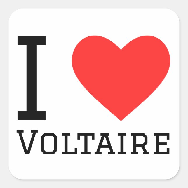 I Liebe Voltaire Quadratischer Aufkleber (Vorderseite)
