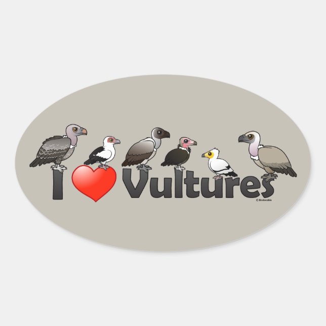 I Liebe Vultures (Afrika) Ovaler Aufkleber (Vorderseite)