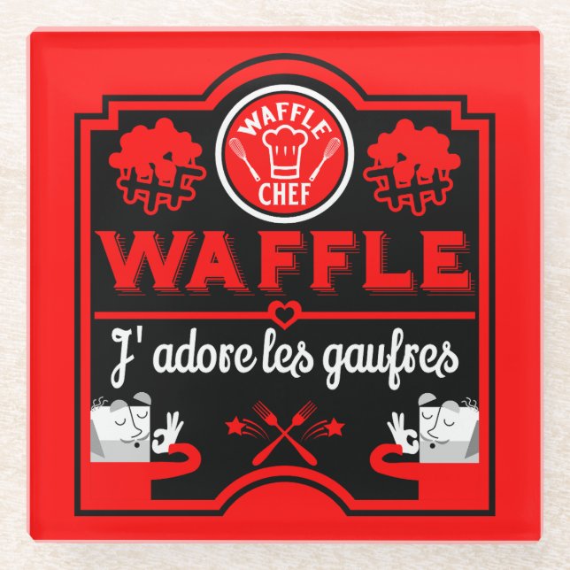 I Liebe Waffles Glasuntersetzer (Vorderseite)