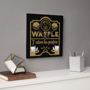 I Liebe Waffles Quadratische Wanduhr