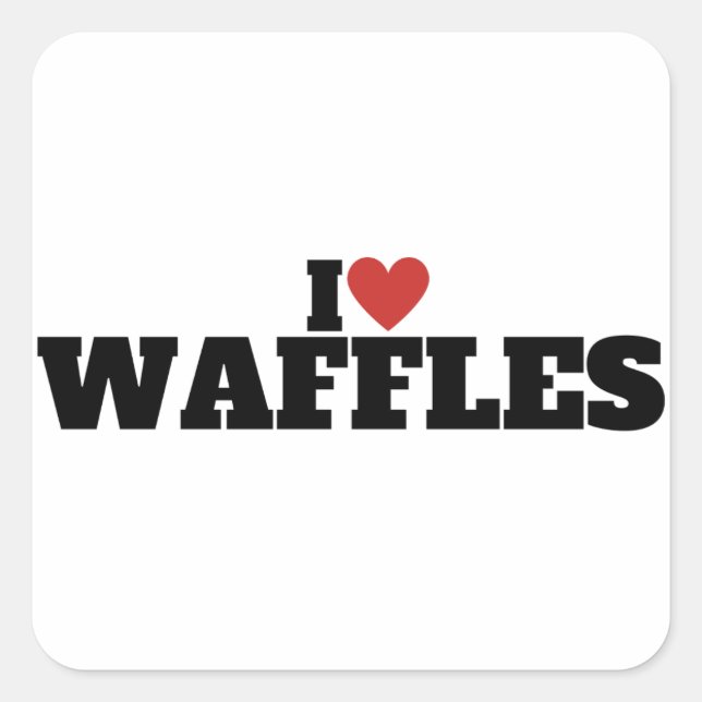 I Liebe Waffles Quadratischer Aufkleber (Vorderseite)
