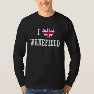 I Liebe Wakefield England Union Jack Flag Heart En T-Shirt
