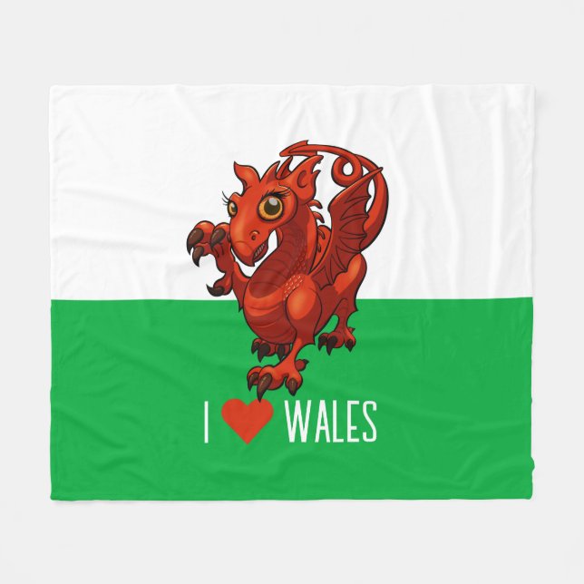 I Liebe Wales Niedlich Baby Welsh Red Dragon Carto Fleecedecke (Vorderseite (Horizontal))