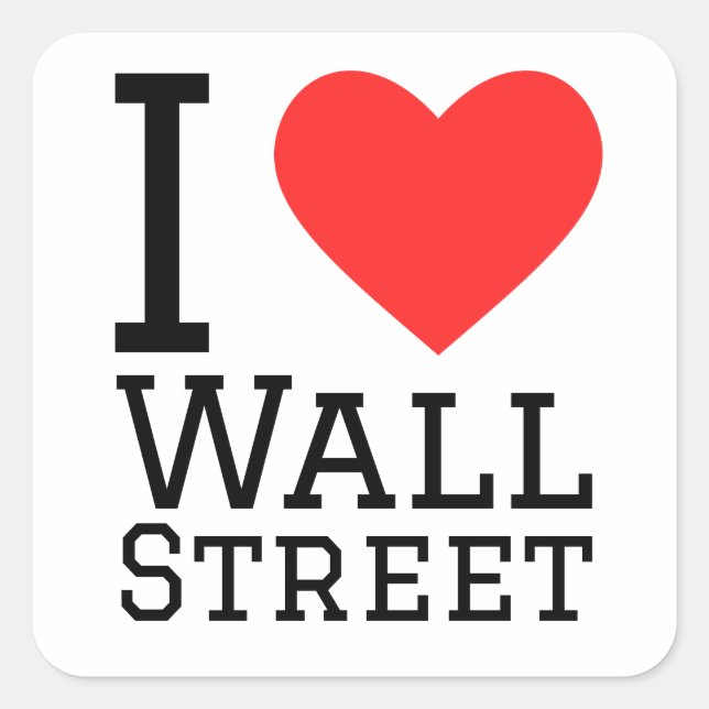 I Liebe Wall Street Quadratischer Aufkleber (Vorderseite)