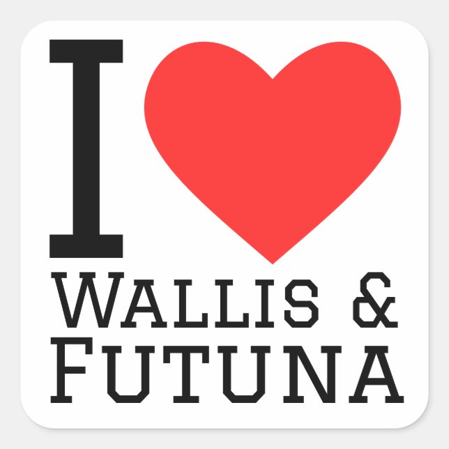 I Liebe Wallis & Futuna Quadratischer Aufkleber (Vorderseite)