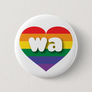 I Liebe Waschington Gay Pride Regenbogenherz Button