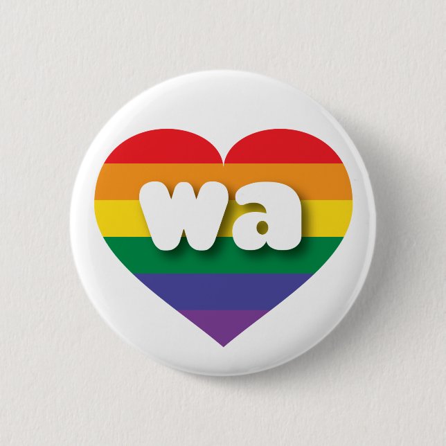 I Liebe Waschington Gay Pride Regenbogenherz Button (Vorderseite)