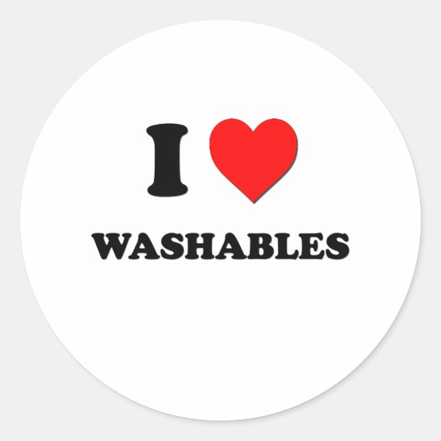 I Liebe Washables Runder Aufkleber (Vorderseite)