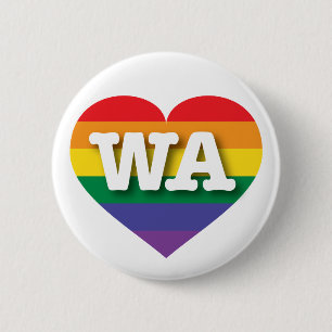 I Liebe Washington Gay Pride Rainbow Heart Button