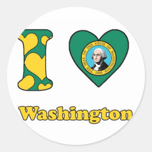 I Liebe Washington Runder Aufkleber