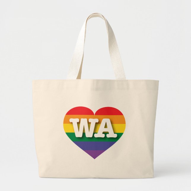 I Liebe Washington Staat Rainbow Heart Jumbo Stoffbeutel (Vorne)