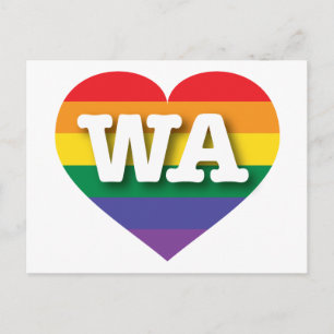 I Liebe Washington Staat Rainbow Heart Postkarte