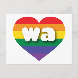 I Liebe Washington Staat Rainbow Heart Postkarte
