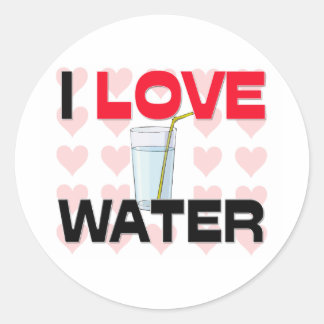 I Liebe Wasser Runder Aufkleber