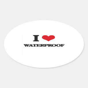 I Liebe wasserdicht Ovaler Aufkleber