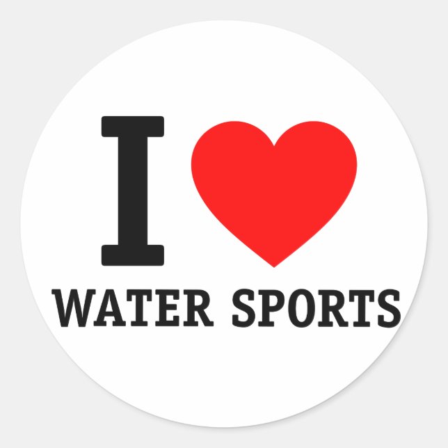 I Liebe Wassersport Runder Aufkleber (Vorderseite)