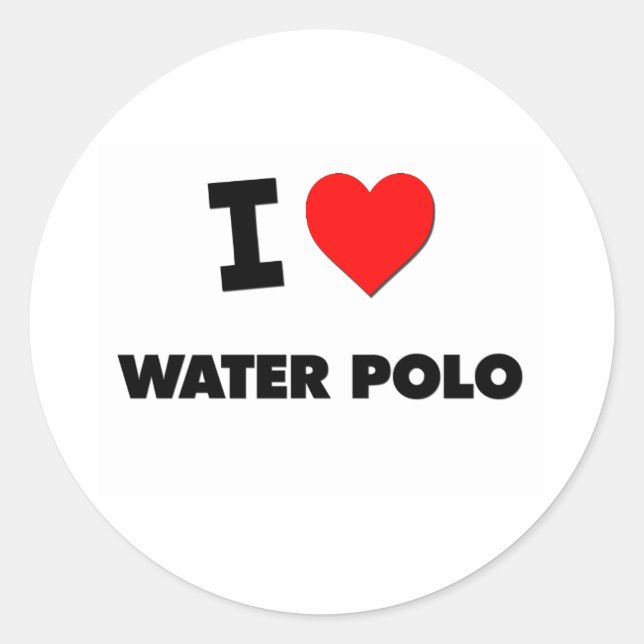 I Liebe Water Polo Runder Aufkleber (Vorderseite)