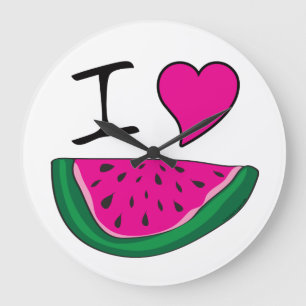 I Liebe Watermelon Große Wanduhr