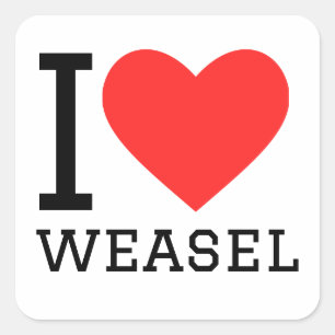 I Liebe weasel Quadratischer Aufkleber