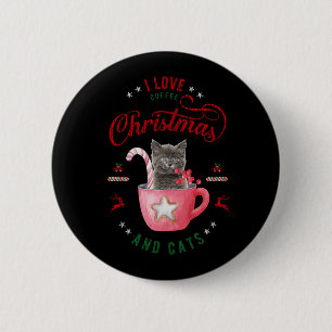 i Liebe Weihnachten und Katzen Freudene Grüße Button