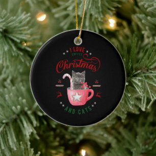 i Liebe Weihnachten und Katzen Freudene Grüße Keramik Ornament