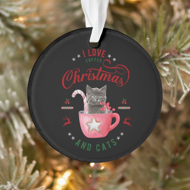 i Liebe Weihnachten und Katzen Freudene Grüße Ornament (Baum)