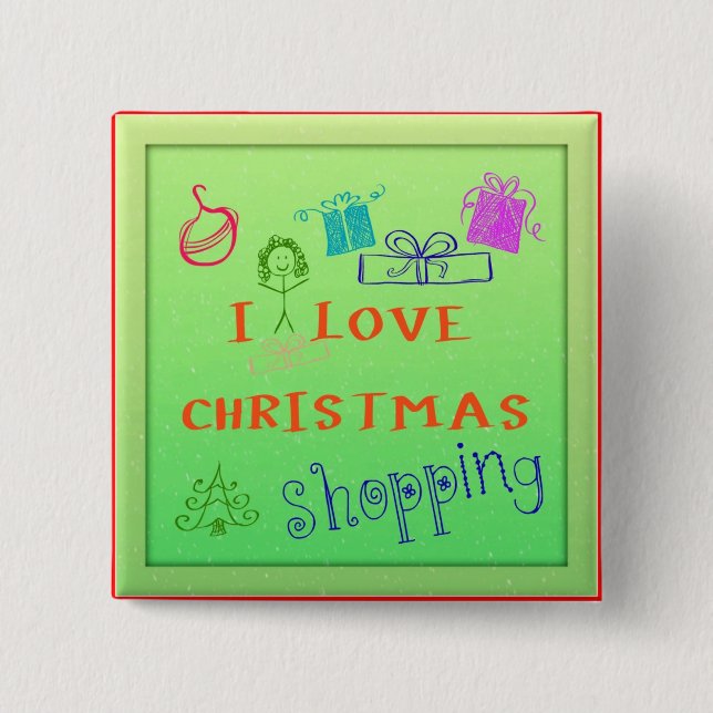 I Liebe Weihnachts-Einkaufsplatz Button (Vorderseite)