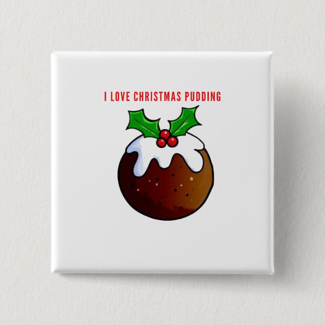 I Liebe Weihnachts Pudding Button (Vorderseite)