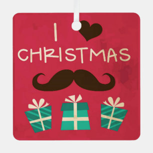 I Liebe Weihnachtsmustache Ornament Aus Metall