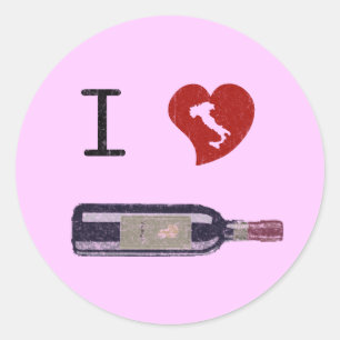 I Liebe-Wein Runder Aufkleber